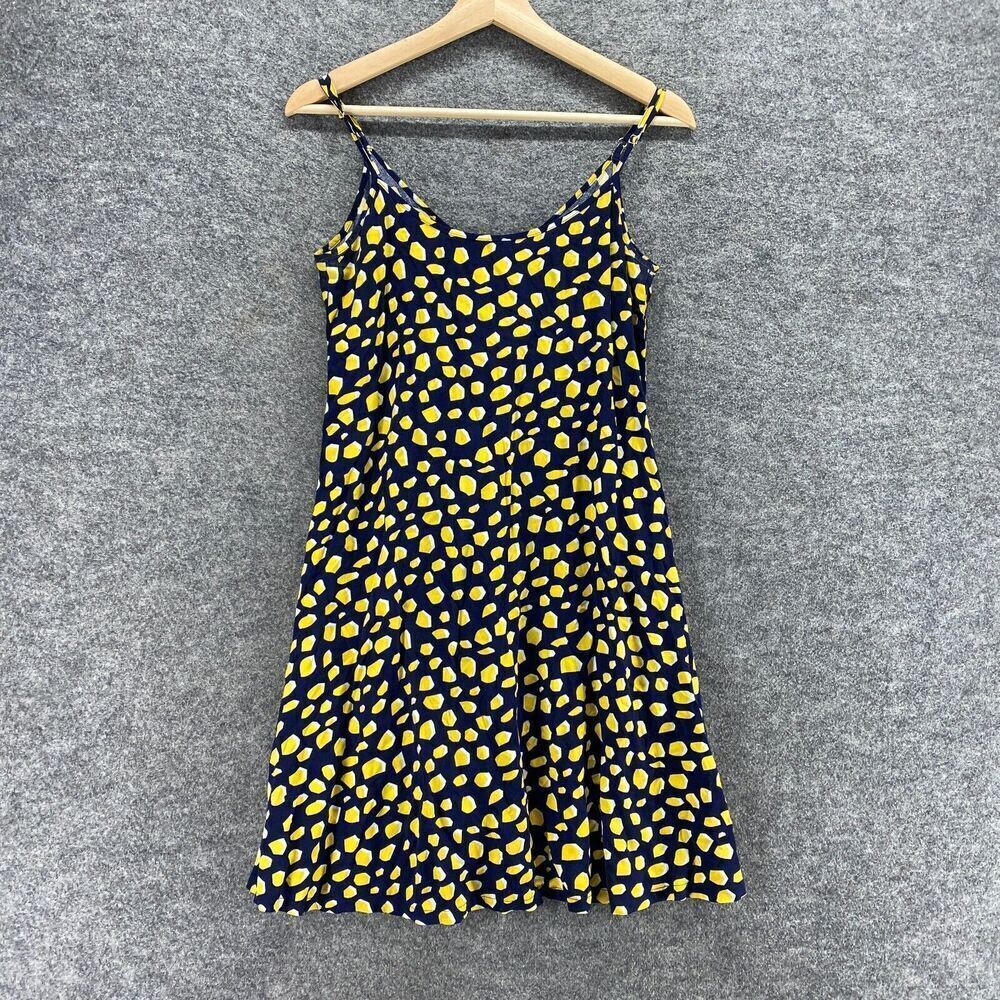 MSBasic Dress Women S Small Blue Geometric Shift Short Sleeveless Rayon Casual